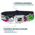 Load image into Gallery viewer, Dog Bone Seatbelt Buckle Collar - Monsters White

