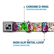 Dog Bone Seatbelt Buckle Collar - Monsters White