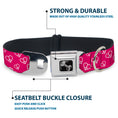 Load image into Gallery viewer, Dog Bone Seatbelt Buckle Collar - Mini Peace Hearts Fuchsia/White
