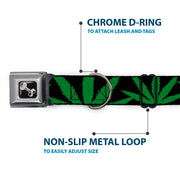 Buckle-Down Seatbelt Buckle Dog Collar - Marijuana Leaf Close-Up