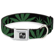 Buckle-Down Seatbelt Buckle Dog Collar - Marijuana Leaf Close-Up