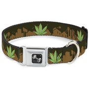 Buckle-Down Seatbelt Buckle Dog Collar - Marijuana Leaf Skyline