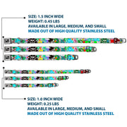 Dog Bone Seatbelt Buckle Collar - Music Skulls Multi Color