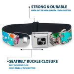 Dog Bone Seatbelt Buckle Collar - Music Skulls Multi Color