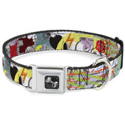 Dog Bone Seatbelt Buckle Collar - Music Skulls Multi Color
