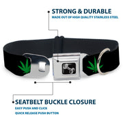 Buckle-Down Seatbelt Buckle Dog Collar - Marijuana Leaf Repeat Black/Green
