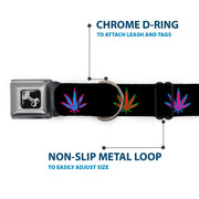 Buckle-Down Seatbelt Buckle Dog Collar - Marijuana Leaf Repeat Black/Multi Color