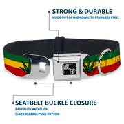 Buckle-Down Seatbelt Buckle Dog Collar - Marijuana Leaf Repeat Rasta