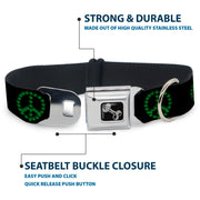 Buckle-Down Seatbelt Buckle Dog Collar - Marijuana Peace Repeat Black/Green