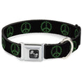 Load image into Gallery viewer, Buckle-Down Seatbelt Buckle Dog Collar - Marijuana Peace Repeat Black/Green
