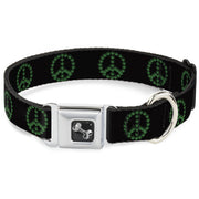 Buckle-Down Seatbelt Buckle Dog Collar - Marijuana Peace Repeat Black/Green