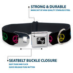 Buckle-Down Seatbelt Buckle Dog Collar - Marijuana Peace Repeat Black/Multi Color