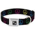 Load image into Gallery viewer, Buckle-Down Seatbelt Buckle Dog Collar - Marijuana Peace Repeat Black/Multi Color
