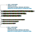 Buckle-Down Seatbelt Buckle Dog Collar - Multi Marijuana Leaves Black/Multi Color