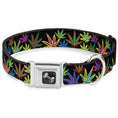 Load image into Gallery viewer, Buckle-Down Seatbelt Buckle Dog Collar - Multi Marijuana Leaves Black/Multi Color
