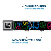 Buckle-Down Seatbelt Buckle Dog Collar - Multi Marijuana Peace Black/Multi Color
