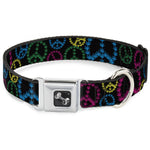 Buckle-Down Seatbelt Buckle Dog Collar - Multi Marijuana Peace Black/Multi Color