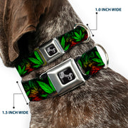 Buckle-Down Seatbelt Buckle Dog Collar - Marijuana Haze Rasta/Black