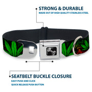 Buckle-Down Seatbelt Buckle Dog Collar - Marijuana Haze Rasta/Black