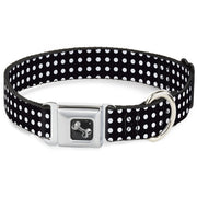 Dog Bone Seatbelt Buckle Collar - Micro Polka Dots Black/White
