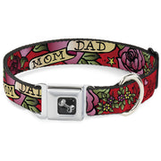 Dog Bone Seatbelt Buckle Collar - Mom & Dad Red