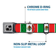 Dog Bone Seatbelt Buckle Collar - Mexico Flags
