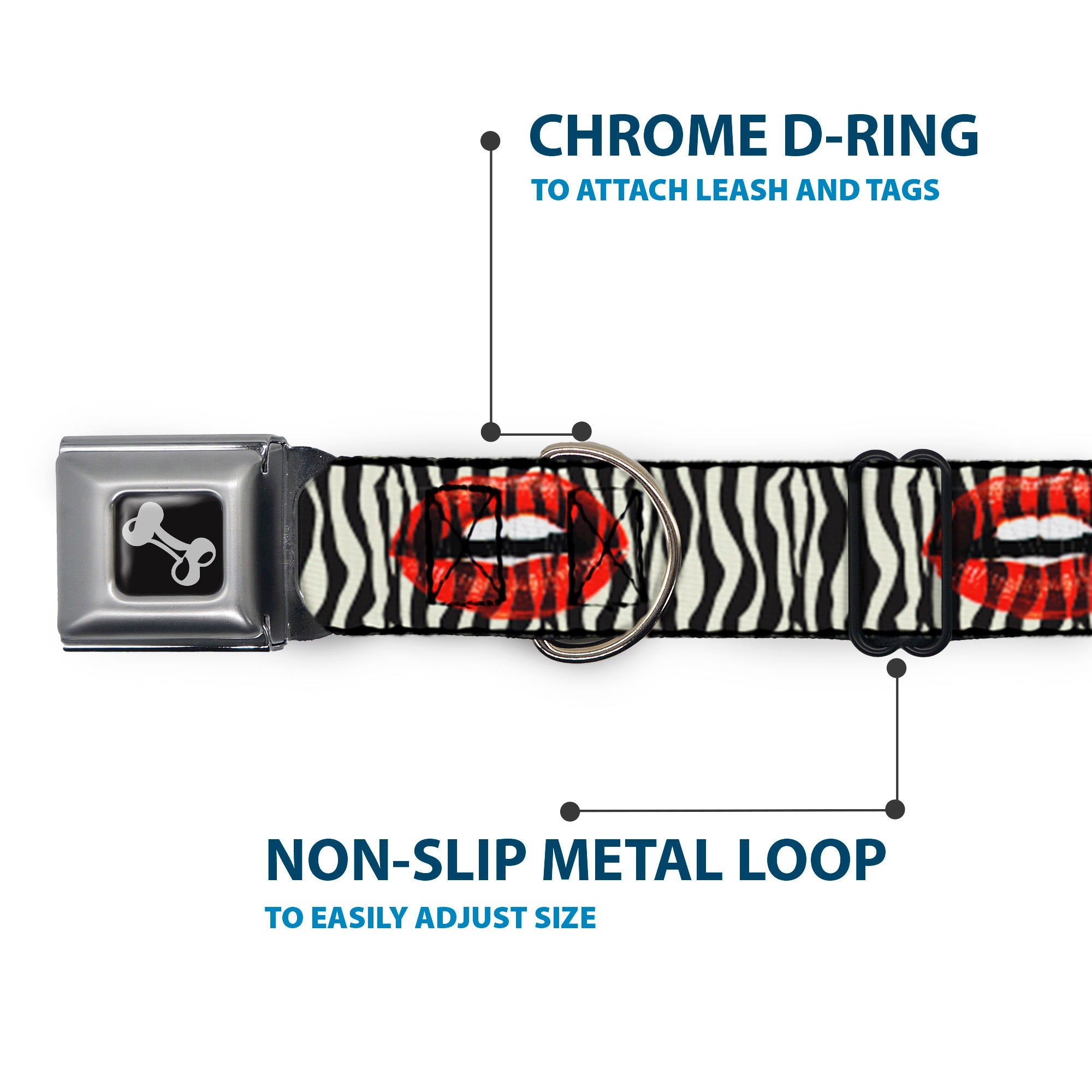 Dog Bone Seatbelt Buckle Collar - Mouth Zebra