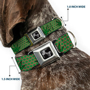 Buckle-Down Seatbelt Buckle Dog Collar - Marijuana Garden Tan/Green