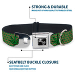 Buckle-Down Seatbelt Buckle Dog Collar - Marijuana Garden Tan/Green