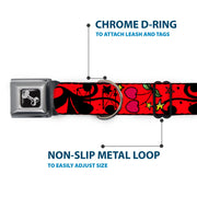 Dog Bone Seatbelt Buckle Collar - Mom & Dad CLOSE-UP Red