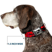 Dog Bone Seatbelt Buckle Collar - Mom & Dad CLOSE-UP Red
