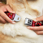 Dog Bone Seatbelt Buckle Collar - Mom & Dad CLOSE-UP Red
