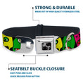 Load image into Gallery viewer, Dog Bone Seatbelt Buckle Collar - Monsters CLOSE-UP Black
