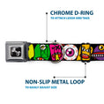 Load image into Gallery viewer, Dog Bone Seatbelt Buckle Collar - Monsters CLOSE-UP Black

