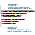 Dog Bone Seatbelt Buckle Collar - Mustaches Black/Multi Color