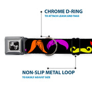 Dog Bone Seatbelt Buckle Collar - Mustaches Black/Multi Color