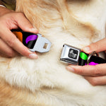 Dog Bone Seatbelt Buckle Collar - Mustaches Black/Multi Color