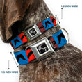 Load image into Gallery viewer, Dog Bone Seatbelt Buckle Collar - Mustaches Multi Color Blocks/Black
