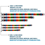 Dog Bone Seatbelt Buckle Collar - Mustaches Multi Color Blocks/Black