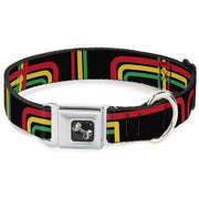 Dog Bone Seatbelt Buckle Collar - Maze Lines Black/Rasta