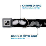 Dog Bone Seatbelt Buckle Collar - Mustaches Black/Sketch