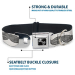 Dog Bone Seatbelt Buckle Collar - Mustaches White/Sketch