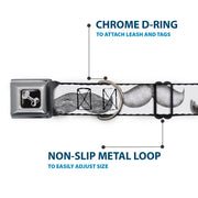 Dog Bone Seatbelt Buckle Collar - Mustaches White/Sketch