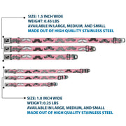 Dog Bone Seatbelt Buckle Collar - Mustaches Pink/Sketch