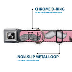 Dog Bone Seatbelt Buckle Collar - Mustaches Pink/Sketch