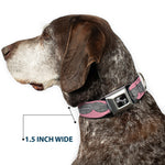 Dog Bone Seatbelt Buckle Collar - Mustaches Pink/Sketch