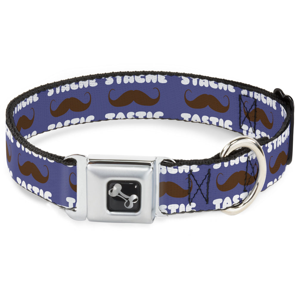 Dog Bone Seatbelt Buckle Collar - Mustache 'Stache-Tastic