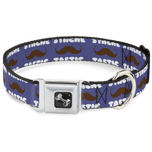 Dog Bone Seatbelt Buckle Collar - Mustache 'Stache-Tastic
