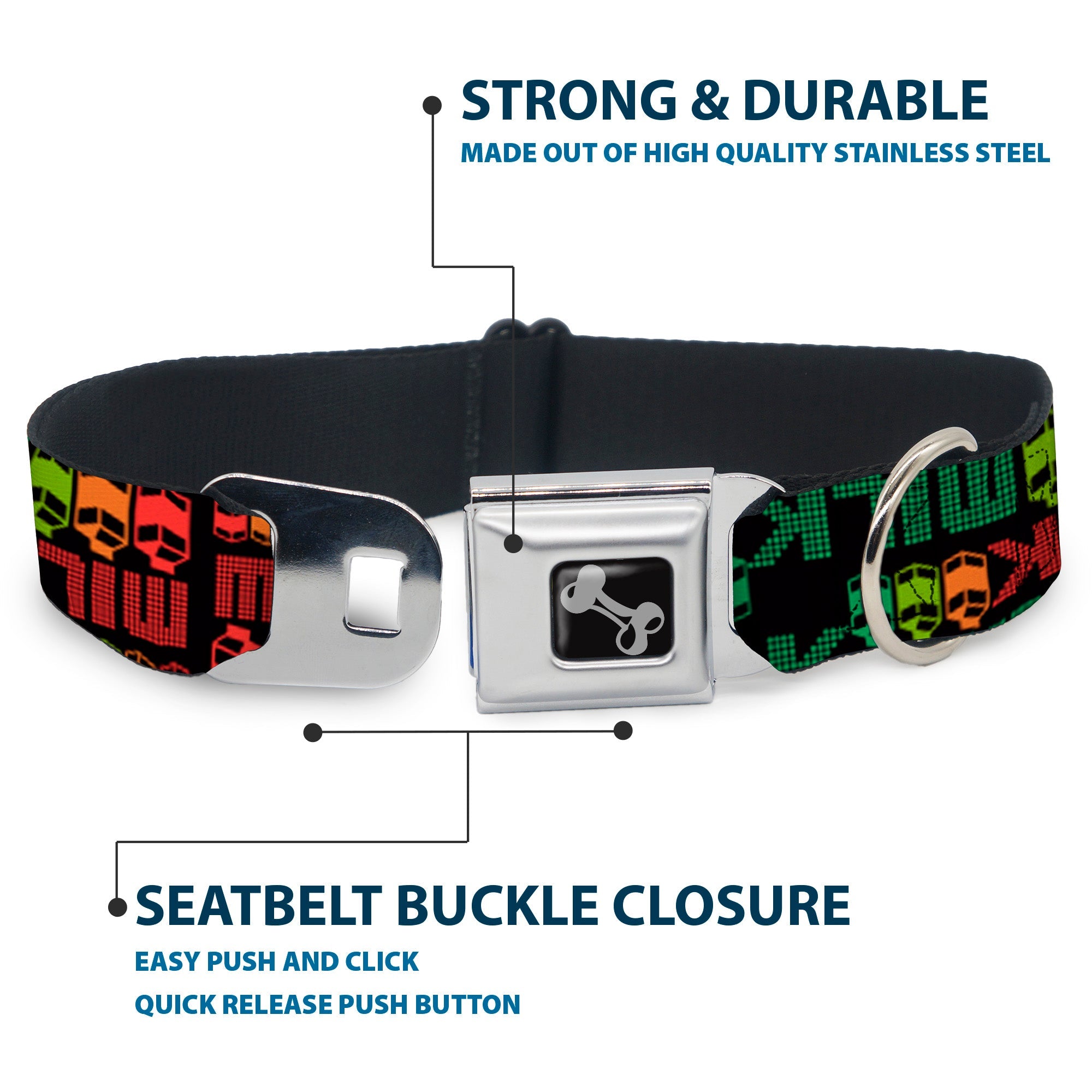 Dog Bone Seatbelt Buckle Collar - MILK/Cartoons Black/Multi Color