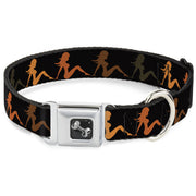 Dog Bone Seatbelt Buckle Collar - Mud Flap Girl Repeat Black/Orange Fade